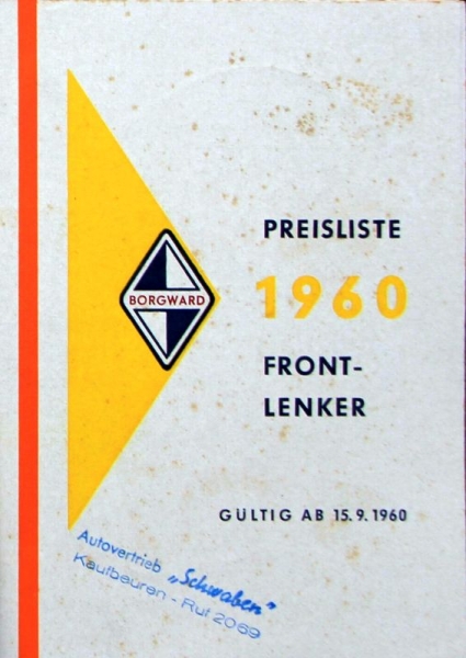Borgward Frontlenker Pricelist 1960 (7559)